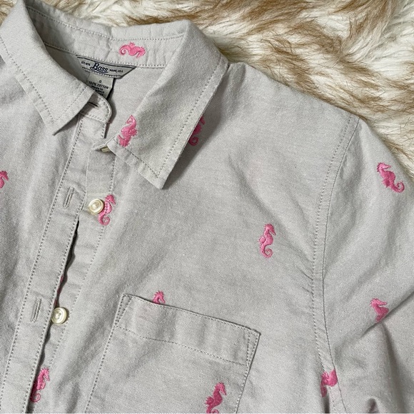BASS roll tab seahorse embroidered button down shirt - Picture 5 of 7